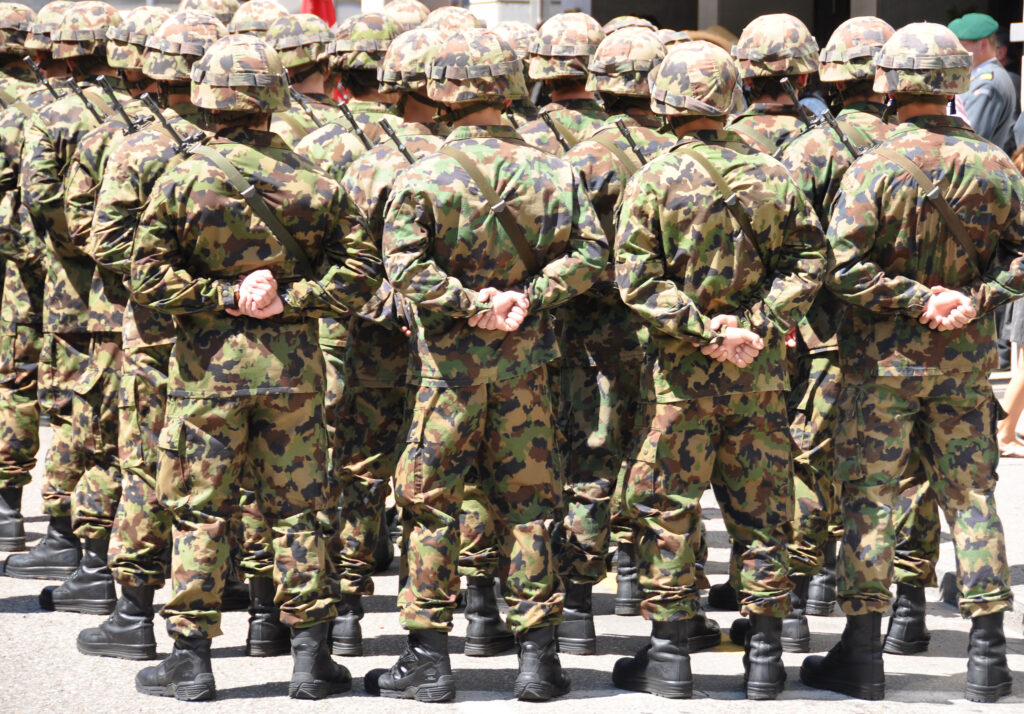 Isle of Man soldiers from behind