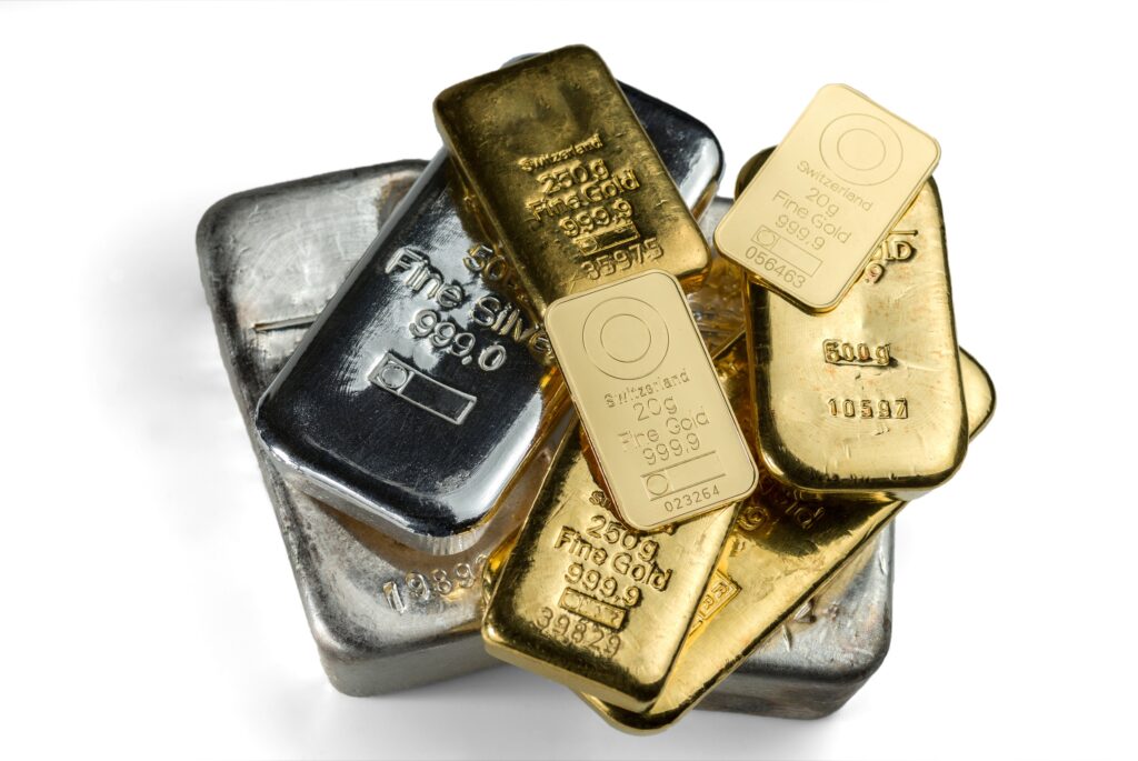Various bars of precious metal